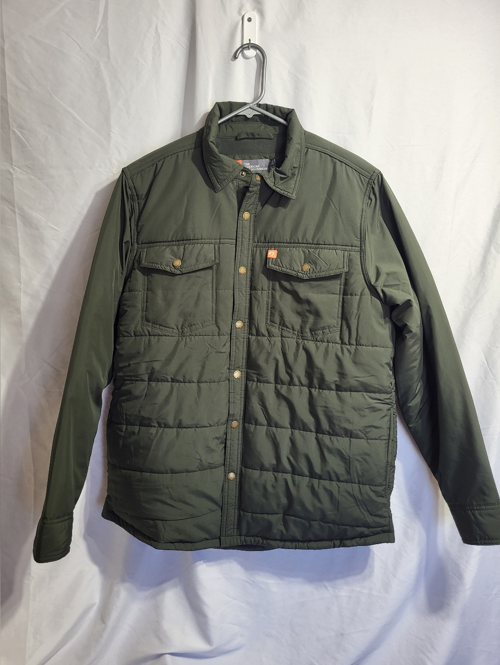 American Outdoorsman Quilted Field Jacket in Olive Green, Size Medium